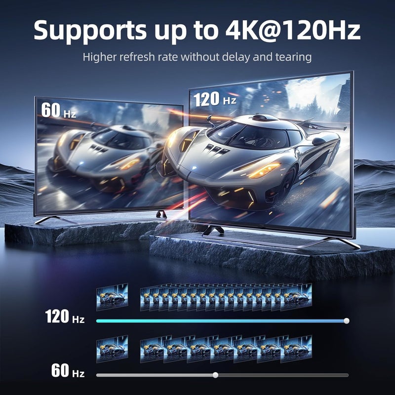 llano HDMI 2.1 Switch 2 in 1 Out 8K@60Hz 4K@120Hz, HDMI Switcher 48Gbps Bidirectional, Supports VRR HDR10 Dolby Atmos, for PS5 Xbox Apple TV Roku Switch 2, Aluminum Alloy Case - Image 3